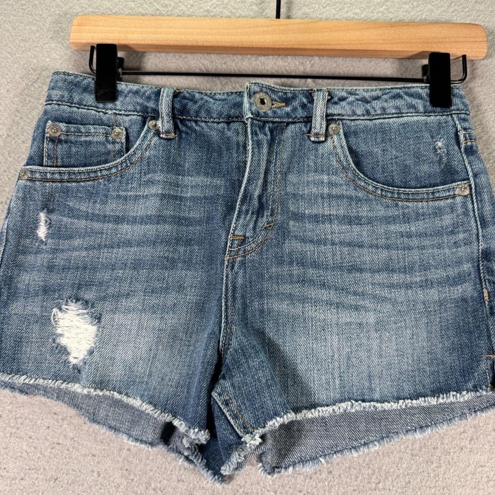 Levis High Rise Shorty Short Jeans Womens 14R Blue Lightwash Denim Cut Off
